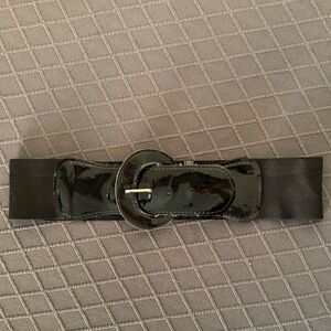 Black Patent Leather Elastic Belt